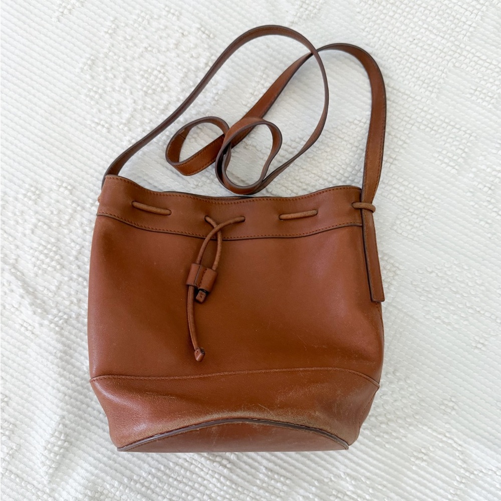Jenni Kayne leather Mini drawstring bag in Saddle - Picture 4 of 10